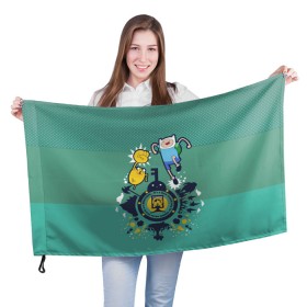 Флаг 3D с принтом Финн и Джейк в Белгороде, 100% полиэстер | плотность ткани — 95 г/м2, размер — 67 х 109 см. Принт наносится с одной стороны | vdpartat | время приключений | финн и джейк