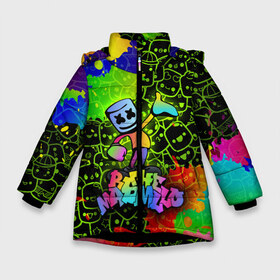 Зимняя куртка для девочек 3D с принтом Marshmello (Oko) в Белгороде, ткань верха — 100% полиэстер; подклад — 100% полиэстер, утеплитель — 100% полиэстер. | длина ниже бедра, удлиненная спинка, воротник стойка и отстегивающийся капюшон. Есть боковые карманы с листочкой на кнопках, утяжки по низу изделия и внутренний карман на молнии. 

Предусмотрены светоотражающий принт на спинке, радужный светоотражающий элемент на пуллере молнии и на резинке для утяжки. | dj | marshmello | oko | взлет | висит | граффити | губы | денс | диджей | дым | дэнс | звезда | звезды | зефир | зуб | инопланетянин | комсток | космос | кристофер | луне | маршмелло | маршмеллоу | маршмело | музыка