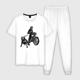 Мужская пижама хлопок с принтом PITBULL в Белгороде, 100% хлопок | брюки и футболка прямого кроя, без карманов, на брюках мягкая резинка на поясе и по низу штанин
 | 