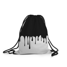 Рюкзак-мешок 3D с принтом Drop в Белгороде, 100% полиэстер | плотность ткани — 200 г/м2, размер — 35 х 45 см; лямки — толстые шнурки, застежка на шнуровке, без карманов и подкладки | Тематика изображения на принте: белые | капля | черно белые | черные