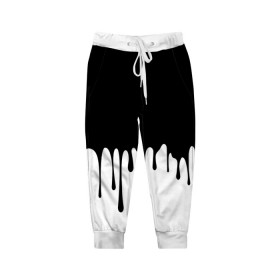 Детские брюки 3D с принтом Drop в Белгороде, 100% полиэстер | манжеты по низу, эластичный пояс регулируется шнурком, по бокам два кармана без застежек, внутренняя часть кармана из мелкой сетки | белые | капля | черно белые | черные