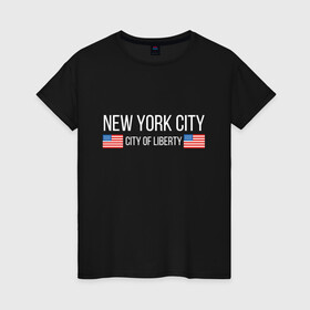 Женская футболка хлопок с принтом NEW YORK в Белгороде, 100% хлопок | прямой крой, круглый вырез горловины, длина до линии бедер, слегка спущенное плечо | america | city | new | ny | of | states | united | usa | york | америка | американская | америки | йорк | нью | нью йорк | свобода | сша | туризм | туристическая | флаг | флаги