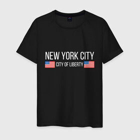Мужская футболка хлопок с принтом NEW YORK в Белгороде, 100% хлопок | прямой крой, круглый вырез горловины, длина до линии бедер, слегка спущенное плечо. | america | city | new | ny | of | states | united | usa | york | америка | американская | америки | йорк | нью | нью йорк | свобода | сша | туризм | туристическая | флаг | флаги
