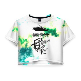 Женская футболка Crop-top 3D с принтом Papa Roach в Белгороде, 100% полиэстер | круглая горловина, длина футболки до линии талии, рукава с отворотами | face everything and rise | papa roach | американский рок | папа роч | рок | таракан