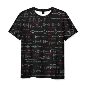 Мужская футболка 3D с принтом Математические формулы в Белгороде, 100% полиэфир | прямой крой, круглый вырез горловины, длина до линии бедер | Тематика изображения на принте: алгебра | вычисления | геометрия | дроби | интегралы | матан | математика | формулы | школа | шпаргалка