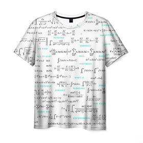 Мужская футболка 3D с принтом Математические формулы в Белгороде, 100% полиэфир | прямой крой, круглый вырез горловины, длина до линии бедер | алгебра | вычисления | геометрия | дроби | интегралы | матан | математика | студентам | формулы | школа | шпаргалка