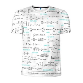 Мужская футболка 3D спортивная с принтом Математические формулы в Белгороде, 100% полиэстер с улучшенными характеристиками | приталенный силуэт, круглая горловина, широкие плечи, сужается к линии бедра | алгебра | вычисления | геометрия | дроби | интегралы | матан | математика | студентам | формулы | школа | шпаргалка