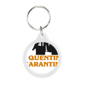 Брелок круглый с принтом Квентин Карантино в Белгороде, пластик и полированная сталь | круглая форма, металлическое крепление в виде кольца | Тематика изображения на принте: винсент вега | карантин | квентин тарантино | коронавирус | криминальное чтиво | средневековье | чумной врач
