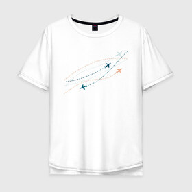 Мужская футболка хлопок Oversize с принтом Flight track в Белгороде, 100% хлопок | свободный крой, круглый ворот, “спинка” длиннее передней части | Тематика изображения на принте: авиация | пилот | самолет | стюардесса