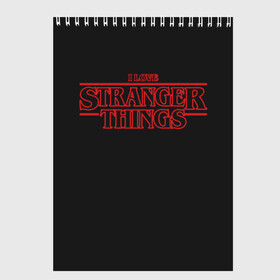 Скетчбук с принтом I Love Stranger Things в Белгороде, 100% бумага
 | 48 листов, плотность листов — 100 г/м2, плотность картонной обложки — 250 г/м2. Листы скреплены сверху удобной пружинной спиралью | 11 | demogorgon | flayer | mind | netflix | retro | stranger | things | дастин | дела | демогоргон | оди | одиннадцать | очень | пожиратель | разума | ретро | стив | странные | хоппер | хоукинс