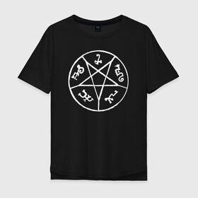 Мужская футболка хлопок Oversize с принтом Devils Trap (White) в Белгороде, 100% хлопок | свободный крой, круглый ворот, “спинка” длиннее передней части | supernatural | vdzabma | сверхъестественное