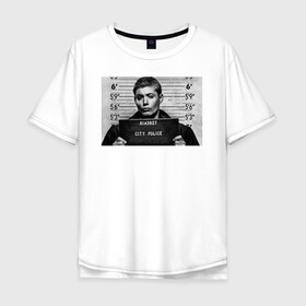 Мужская футболка хлопок Oversize с принтом Dean Winchester в Белгороде, 100% хлопок | свободный крой, круглый ворот, “спинка” длиннее передней части | dean winchester | supernatural | vdzabma | дин винчестер | сверхъестественное