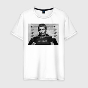 Мужская футболка хлопок с принтом Dean Winchester в Белгороде, 100% хлопок | прямой крой, круглый вырез горловины, длина до линии бедер, слегка спущенное плечо. | dean winchester | supernatural | vdzabma | дин винчестер | сверхъестественное
