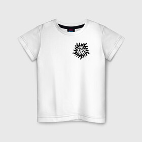 Детская футболка хлопок с принтом Supernatural Pentagram в Белгороде, 100% хлопок | круглый вырез горловины, полуприлегающий силуэт, длина до линии бедер | Тематика изображения на принте: supernatural | vdzabma | сверхъестественное