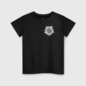Детская футболка хлопок с принтом Supernatural Pentagram в Белгороде, 100% хлопок | круглый вырез горловины, полуприлегающий силуэт, длина до линии бедер | Тематика изображения на принте: supernatural | vdzabma | сверхъестественное