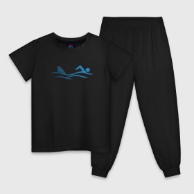 Детская пижама хлопок с принтом Реальный спорт в Белгороде, 100% хлопок |  брюки и футболка прямого кроя, без карманов, на брюках мягкая резинка на поясе и по низу штанин
 | акула | море | плавание | подарок | ретро | синий | спорт