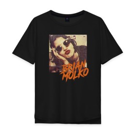 Мужская футболка хлопок Oversize с принтом Brian Molko в Белгороде, 100% хлопок | свободный крой, круглый ворот, “спинка” длиннее передней части | Тематика изображения на принте: placebo | wyin20 | альтернативный рок | рок | рок группа