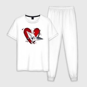 Мужская пижама хлопок с принтом Оригами в Белгороде, 100% хлопок | брюки и футболка прямого кроя, без карманов, на брюках мягкая резинка на поясе и по низу штанин
 | 2007 | emo | вернимнемой2007 | вмм2007 | емо | эмо