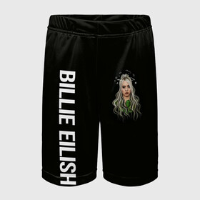 Детские спортивные шорты 3D с принтом BILLIE EILISH в Белгороде,  100% полиэстер
 | пояс оформлен широкой мягкой резинкой, ткань тянется
 | ayelish | bad guy | bellyache | bilie eilish | bilie elish | billie | billie eilish | eilish | electronic | elish | music | били айлиш | билли айлиш | эйлиш | элиш