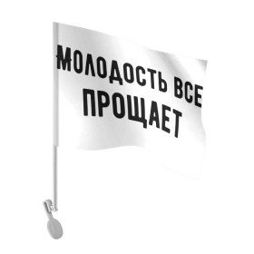 Флаг для автомобиля с принтом Молодость в Белгороде, 100% полиэстер | Размер: 30*21 см | круто | макс корж | молодежно | молодость | надпись | песня | популярно | сообщение | текст | фраза