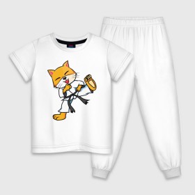 Детская пижама хлопок с принтом Каратэ Лис в Белгороде, 100% хлопок |  брюки и футболка прямого кроя, без карманов, на брюках мягкая резинка на поясе и по низу штанин
 | fox | foxy | боевые искусства | карате | каратэ | кимоно | лис | лиса | лисичка | рисунок
