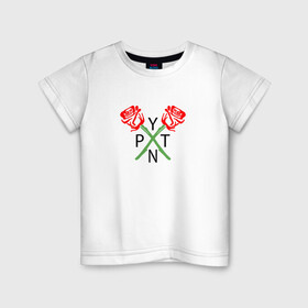 Детская футболка хлопок с принтом PAYTON MOORMEIER (НА СПИНЕ) в Белгороде, 100% хлопок | круглый вырез горловины, полуприлегающий силуэт, длина до линии бедер | flower | payton moormeier | roses | tiktok | блогер | пейтон | пейтон моормиер | розы | тикток | тиктокер | цветы | ютубер
