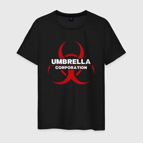 Мужская футболка хлопок с принтом Umbrella в Белгороде, 100% хлопок | прямой крой, круглый вырез горловины, длина до линии бедер, слегка спущенное плечо. | biohazard | corporation | nemesis | resident evil | umbrella | virus | амбрела | амбрелла | биологическая угроза | вирус | зонт | обитель зла | резидент ивл