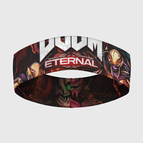 Повязка на голову 3D с принтом DOOM ETERNAL в Белгороде,  |  | demons | devil | doom | doom eternal | doom slayer | hell | slayer | ад | демоны | дум