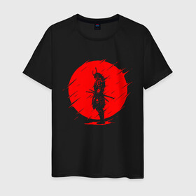 Мужская футболка хлопок с принтом SAMURAI / САМУРАЙ в Белгороде, 100% хлопок | прямой крой, круглый вырез горловины, длина до линии бедер, слегка спущенное плечо. | japan | japanese | samurai | катана | меч | самураи | самурай | солнце | япония