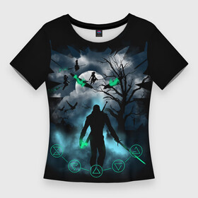 Женская футболка 3D Slim с принтом ВЕДЬМАК в Белгороде,  |  | geralt | the witcher | the witcher wild hunt | witcher | wolf | ведьмак | ведьмак 3 | волк | геральт | йенифер | охотник | трисс | цири
