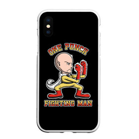 Чехол для iPhone XS Max матовый с принтом ONE-PUNCH MAN в Белгороде, Силикон | Область печати: задняя сторона чехла, без боковых панелей | one punch man | onepunchman | oppai | saitama | ван панч мен | ванпанчмен | макото миядзаки | сайтама | человек один удар