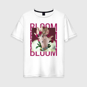 Женская футболка хлопок Oversize с принтом Bloom в Белгороде, 100% хлопок | свободный крой, круглый ворот, спущенный рукав, длина до линии бедер
 | colson baker | machine gun kelly | mgk | rap. рэп рок | колсон бэйкер | реп | репер | рэп
