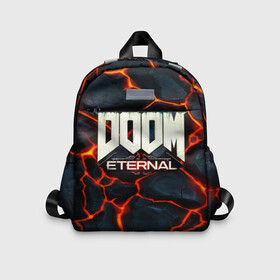 Детский рюкзак 3D с принтом DOOM: ETERNAL. в Белгороде, 100% полиэстер | лямки с регулируемой длиной, сверху петелька, чтобы рюкзак можно было повесить на вешалку. Основное отделение закрывается на молнию, как и внешний карман. Внутри дополнительный карман. По бокам два дополнительных кармашка | Тематика изображения на принте: doom | doom eternal | game | дум | игра