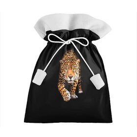 Подарочный 3D мешок с принтом Ягуар в Белгороде, 100% полиэстер | Размер: 29*39 см | Тематика изображения на принте: animal | art | black | cat | hunter | jaguar | leopard | арт | гепард | голова | животное | животные | зверь | клыки | кот | кошка | леопард | охотник | темнота | хищник | ягуар