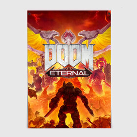 Постер с принтом DOOM Eternal. в Белгороде, 100% бумага
 | бумага, плотность 150 мг. Матовая, но за счет высокого коэффициента гладкости имеет небольшой блеск и дает на свету блики, но в отличии от глянцевой бумаги не покрыта лаком | Тематика изображения на принте: doom eternal | esport | game | дорога в ад | дум | дум энтернал | игра | кибердемон | киберспорт | тир