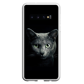 Чехол для Samsung Galaxy S10 с принтом Кот в Белгороде, Силикон | Область печати: задняя сторона чехла, без боковых панелей | Тематика изображения на принте: animal | animals | beast | black | cat | kitten | британец | британка | животное | животные | зверек | зверь | кот | котейка | котенок | котики | котэ | кошка | кошки | черная