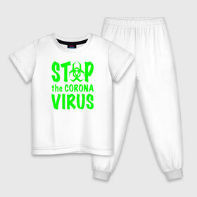 Детская пижама хлопок с принтом Stop the Coronavirus в Белгороде, 100% хлопок |  брюки и футболка прямого кроя, без карманов, на брюках мягкая резинка на поясе и по низу штанин
 | 2019   ncov | coronavirus | covid | covid 19 | ncov | virus | арт | биологическая опасность | болезнь | вирус | знак | карантин | корона | коронавирус | короновирус | мем | мой руки | оставайся дома | пандемия | помой руки