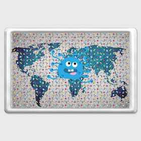 Магнит 45*70 с принтом covid-19 на карте коронавирус в Белгороде, Пластик | Размер: 78*52 мм; Размер печати: 70*45 | Тематика изображения на принте: covid 19 | коронавирус | на карте мира