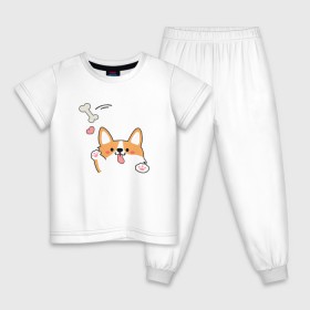 Детская пижама хлопок с принтом Корги лапочка в Белгороде, 100% хлопок |  брюки и футболка прямого кроя, без карманов, на брюках мягкая резинка на поясе и по низу штанин
 | 
