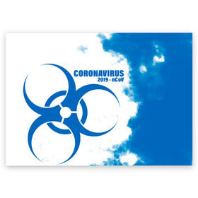 Поздравительная открытка с принтом Coronavirus 2019 - nCoV в Белгороде, 100% бумага | плотность бумаги 280 г/м2, матовая, на обратной стороне линовка и место для марки
 | 2019   ncov | coronavirus | covid | covid 19 | ncov | virus | арт | биологическая опасность | болезнь | вирус | знак | карантин | корона | коронавирус | короновирус | мем | мой руки | оставайся дома | пандемия | помой руки