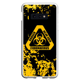 Чехол для Samsung S10E с принтом Danger nCoV - 2019 Coronavirus в Белгороде, Силикон | Область печати: задняя сторона чехла, без боковых панелей | Тематика изображения на принте: 2019   ncov | coronavirus | covid | covid 19 | ncov | virus | арт | биологическая опасность | болезнь | вирус | знак | карантин | корона | коронавирус | короновирус | мем | мой руки | оставайся дома | пандемия | помой руки