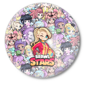 Значок с принтом BrawlStars Girls (Oko) в Белгороде,  металл | круглая форма, металлическая застежка в виде булавки | Тематика изображения на принте: 