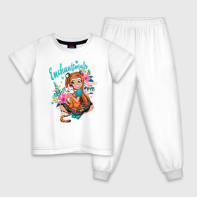 Детская пижама хлопок с принтом Тензи Тигра и Тигре в Белгороде, 100% хлопок |  брюки и футболка прямого кроя, без карманов, на брюках мягкая резинка на поясе и по низу штанин
 | enchantimals | детское | для девочек | зверюшки | игрушки | куклы | энчантималс