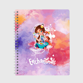 Тетрадь с принтом Enchantimals в Белгороде, 100% бумага | 48 листов, плотность листов — 60 г/м2, плотность картонной обложки — 250 г/м2. Листы скреплены сбоку удобной пружинной спиралью. Уголки страниц и обложки скругленные. Цвет линий — светло-серый
 | Тематика изображения на принте: enchantimals | детское | для девочек | зверюшки | игрушки | куклы | энчантималс