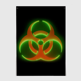 Постер с принтом Biohazard Neon в Белгороде, 100% бумага
 | бумага, плотность 150 мг. Матовая, но за счет высокого коэффициента гладкости имеет небольшой блеск и дает на свету блики, но в отличии от глянцевой бумаги не покрыта лаком | биохазард | будь здоров | заражение | здоровье | коронавирус | короновирус | маска | медицинская маска | не болей | опасность | пандемия | профилактика | респиратор | эпидемия