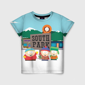 Детская футболка 3D с принтом ЮЖНЫЙ ПАРК | SOUTH PARK (Z) в Белгороде, 100% гипоаллергенный полиэфир | прямой крой, круглый вырез горловины, длина до линии бедер, чуть спущенное плечо, ткань немного тянется | kenny | south park | кенни | мультфильмы | южный парк
