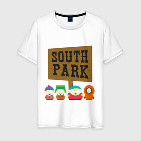 Мужская футболка хлопок с принтом South Park. в Белгороде, 100% хлопок | прямой крой, круглый вырез горловины, длина до линии бедер, слегка спущенное плечо. | south park | американская культура | американский мультсериал | колорадо | пародия | саус парк | саут парк | черный юмор | четыре мальчика | шоу | южный парк