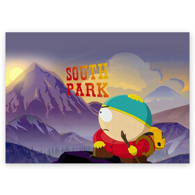 Поздравительная открытка с принтом South Park Картмен в Белгороде, 100% бумага | плотность бумаги 280 г/м2, матовая, на обратной стороне линовка и место для марки
 | south park | баттерс | кайл | картмен | кени | кеннет | кенни | мультик | саус парк | стэнли | эрик | южный парк
