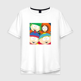 Мужская футболка хлопок Oversize с принтом South Park в Белгороде, 100% хлопок | свободный крой, круглый ворот, “спинка” длиннее передней части | park | south | south park | картман | кени | они убили кени | парк | сволочи | южный | южный парк