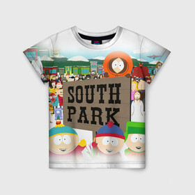 Детская футболка 3D с принтом ЮЖНЫЙ ПАРК в Белгороде, 100% гипоаллергенный полиэфир | прямой крой, круглый вырез горловины, длина до линии бедер, чуть спущенное плечо, ткань немного тянется | Тематика изображения на принте: kenny | south park | кенни | мультфильмы | саус парк | южный парк